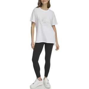DKNY SPORT Rhinestone Medallion T-shirt voor dames, wit, M, Wit