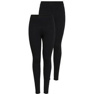 ONLY Onllive Love New Leggings 2 stuks Noos Dameslegging (2 stuks), Zwart (Black Pack: Black and Black)