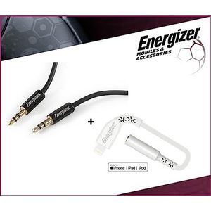 ENERGIZER - Compleet pakket – audio-adapter Lightning gegarandeerd 11 cm – audiokabel jackstekker 3,5 mm