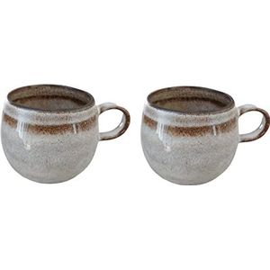 PintoCer - 2 kopjes met handvat, keramiek van aardewerk, ideaal voor koffie, melk, thee en chocolade, vaatwasmachinebestendig en magnetronbestendig
