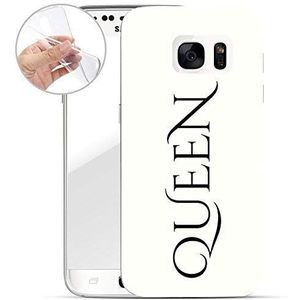 finoo Samsung Galaxy S7 Edge Cases Silicone Soft Flexibele Silicone Case Cover met Motief - Queen Font White