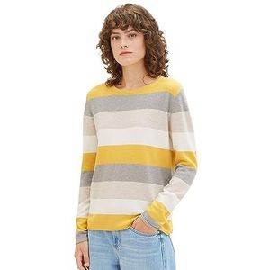 TOM TAILOR 1038920 Sweatshirt voor dames, 24659 - Camel Ottoman Stripe