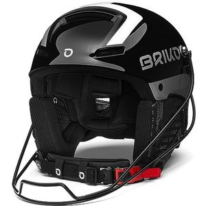 Briko, HELMET Unisex Volwassenen, SHINY BLACK-Zilver, 62