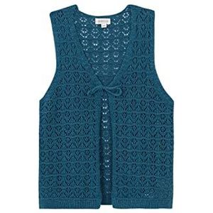 Gocco Gilet sans couture Pull pour filles, Vert pétrole, 11-12 ans