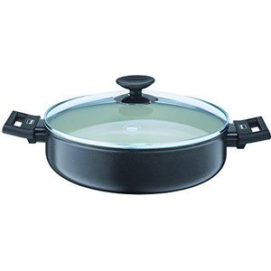 Berndes Alu Specials Smart 013267 Steelpan met glazen deksel, 28 cm, aluminium, wit keramiek