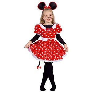 Ciao 18275.4-6 Hello Mouse kostuum met hartjes voor meisjes, maat 4-6 jaar, rood/wit