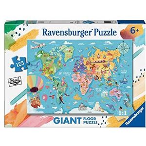 Ravensburger - Puzzel wereldkaart, collectie 125 Giant Sol 125 stukjes, aanbevolen leeftijd 6 jaar