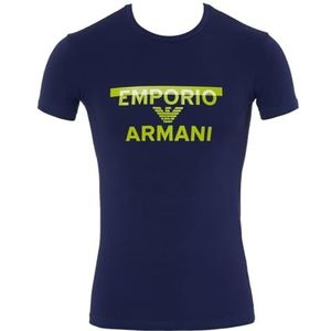 Emporio Armani Shirt pour Homme avec col Rond Megalogo, Bleu Encre, XL