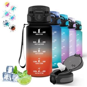Drinkfles 500 ml voor kinderen, met rietje, gemakkelijk te reinigen, drinkfles voor koolzuurhoudende dranken, lekvrij, voor sport, school, reizen, camping, zwart/rood