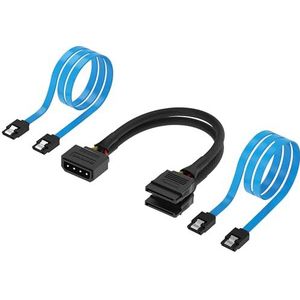 SABRENT SSD/SATA Harde Schijf Aansluitkit [Molex 4-pins naar x2 15-pins SATA Stroom Distributie Kabel in x2 SATA-kabel (Data)] (CB-SDSP)