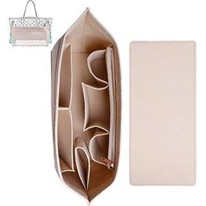 Doxo Vilt organizer voor handtas en handtas met ritssluiting tas geschikt voor Speedy and Neverfull MM beige, maat: M