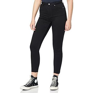 NA-KD Skinny jeans voor dames, met hoge tailleband en open zoom, zwart.