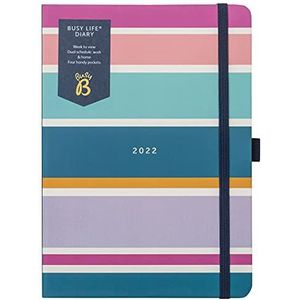 Busy B Busy Life Diary weekplanner van januari tot december 2022, A5-formaat, met dubbel lesrooster, pennenhouder en vakken