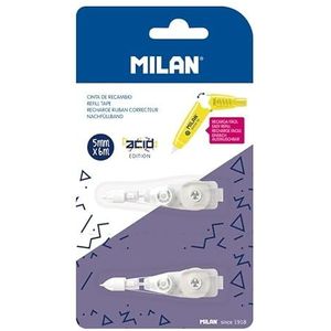 MILAN® Blister 2 stuks correctietape met drukknop 5 mm x 6 m Acid serie