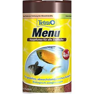Tetra Min Menu Visvoer - Hoofdmix met 4 speciale vlokken in aparte vakken, gevarieerd voer voor alle siervissen, 100 ml blik