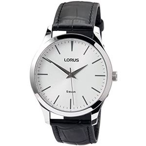 Seiko Heren analoog kwarts horloge met leren band RRX73HX9, zilver., riem