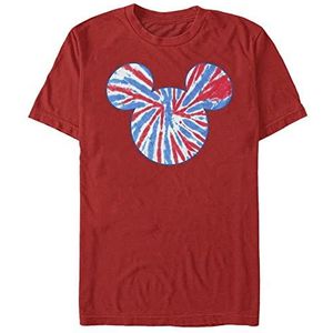 Disney Mickey-Tie Dye Americana T-shirt met korte mouwen, rood, XXL, ROT