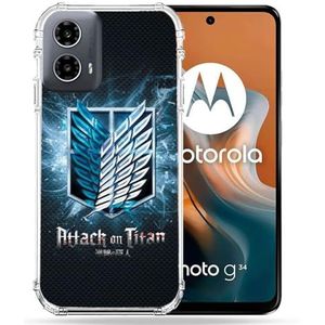 Cokitec Coque Renforcée pour Motorola G34 5G Manga Attaque Titans Noir