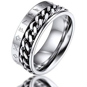 FaithHeart Viking ring voor heren, Valknut Noorse rune, roestvrijstalen gegraveerde beschermingsring, maat 56 (56mm)