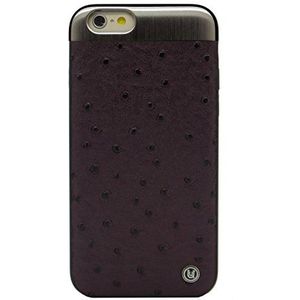 Uunique Harde beschermhoes voor iPhone 6 / 6S, struisvogelleer, met geborstelde metalen plaat, violet