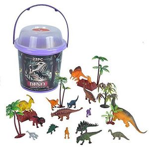 Wild Republic Figuur uit de wereld dinosaurus dieren, speelgoed emmer emmer Adventure Bucket, 20 cm, 23 puistjes, 22113, meerkleurig
