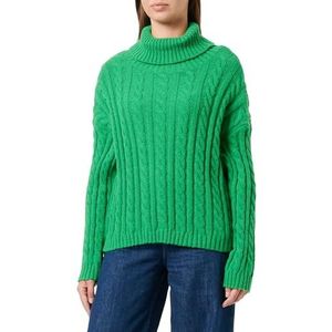 myMo Pull à col roulé en tricot texturé pour femme Vert acrylique Taille XS/S, Vert, XS