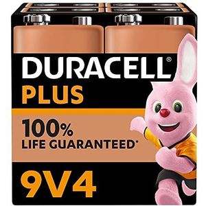 Duracell Alkaline Batterijen 9V Plus, 6LR61, 4 Stuk