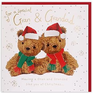 Clintons: Teddies In Hats & Scarf's Gran & Grandad kerstkaart, 165 x 165 cm, meerkleurig