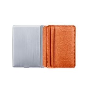 Iné - The Wallet - Porte-Cartes avec Batterie intégrée de 3000mAh - Porte-Cartes en Cuir Recyclé - Portefeuille Ultra-Fin 4 Cartes - Protection RFID - Porte-Cartes Unisexe - Slim Wallet Orange