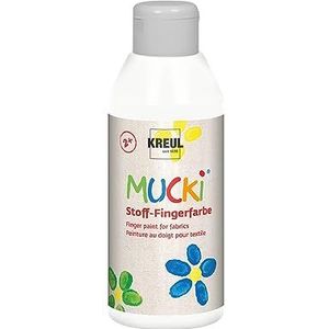 Kreul Mucki 28401 vingerverf, 250 ml, wit, op waterbasis, parabenen, glutenvrij, lactosevrij en veganistisch, ideaal voor vinger- en handwerken