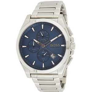 BOSS 1513884 Quartz chronograaf herenhorloge met zilveren roestvrijstalen armband, zilver., Armband