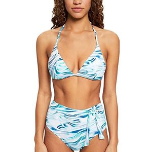 ESPRIT Women Beach Voorgevormde Triangel Bikinitop Turquoise/Wit