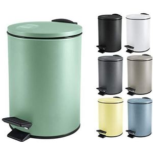 Spirella Pedaalemmer Cannes - salie groen - 3 liter - metaal - L17 x H25 cm - soft-close - toilet/badkamer