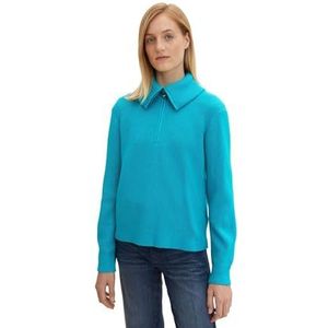 TOM TAILOR Troyer dames gebreide trui 30561 blauwgroen, L, 30561 blauwgroen mix