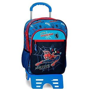 Marvel Totally Awesome Messengertas voor kinderen, blauw, Mochila Escolar Doble Compartimento con Carro, schoolrugzak met twee vakken met trolley, Blauw, Schoolrugzak met twee vakken met trolley