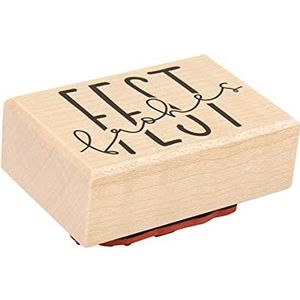 Rayher 29227000 houten stempel vrolijk feest 4 x 6 cm