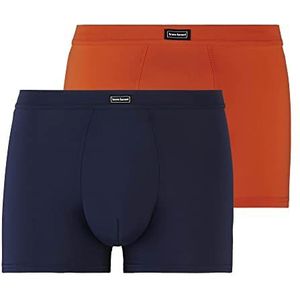 bruno banani Retro shorts voor heren (verpakking van 2 stuks), oranjerood/blauw grijs