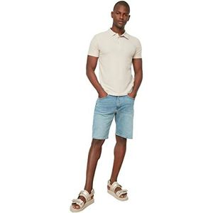 Trendyol Steinmannner Poloshirt met neksteun, voor heren, stone, M, Steen