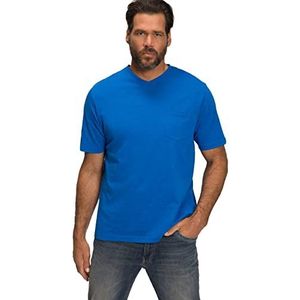 JP 1880 Heren grote maten L-8XL T-shirt, basic, korte mouwen, V-hals, jersey, vlammpatroon, tot 8 XL 806260, blauw, 5XL, Blauw