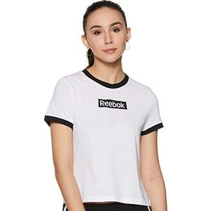 Reebok Te Linear T-shirt voor dames, met logo, slim tee, Wit.