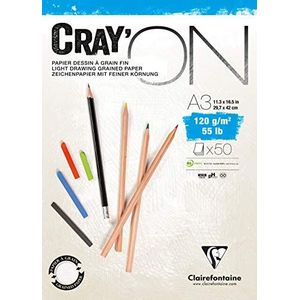 Clairefontaine Cray'on 975021C tekenpapier, A3, 29,7 x 42 cm, 120 g, 50 vellen