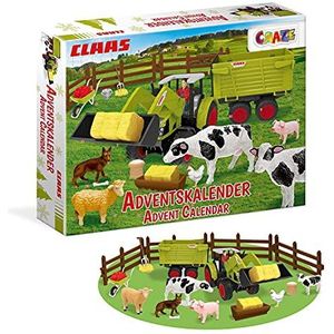 CRAZE CLAAS adventskalender voor kinderen met boerderijfiguren en tractor, 24 verrassingen, adventskalender voor jongens