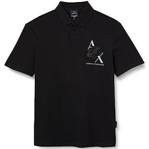 Armani Exchange Duurzaam - Eagle logo print - regular fit poloshirt voor heren, zwart.