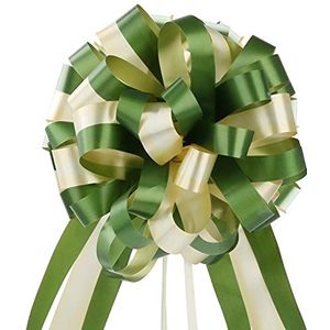 EDATOFLY 10 stuks strikken om te trekken, grote strikken, linten voor geschenken, manden, bloemstukken, auto's, bruiloft, feestdecoraties (groen)