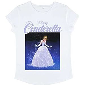 Disney Cinderella dames T-shirt korte mouwen - vierkant - organic roll mouw, Wit