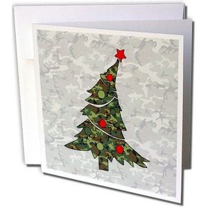 3dRose gc_244695_2 wenskaarten camouflage en kerstboom, 15 x 15 cm, 12 stuks
