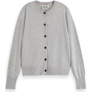 Scotch & Soda Casual vest met ronde hals cardigan sweater dames, Lichtgrijs gemêleerd 1161