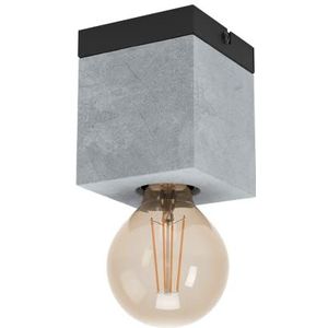 EGLO Prestwick 3 plafondlamp, 1-lichts, modern, industrieel, woonkamerlamp van beton grijs en metaal in zwart, slaapkamerlamp met E27-fitting