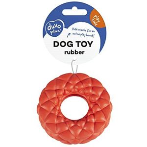 duvoplus, Rubberen dispenserring, 11 x 11 x 3,3 cm, rood, speelgoed, rood, hond