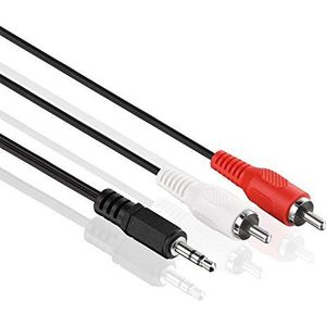 HDSupply LP-AC030-025 audio-verlengkabel (2x RCA-stekker naar 3,5 mm stekker, 2,50 m) zwart